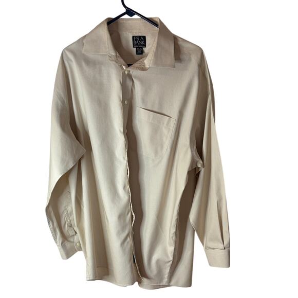 Joseph A. Bank Cream Long Sleeve Button-Up Shirt 17.5-34 - Picture 1 of 9